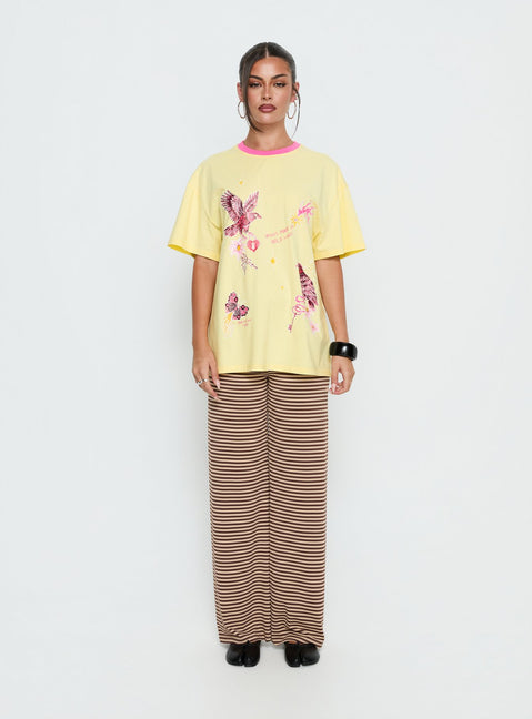 Wild Light Oversized Graphic Tee Yellow / Pink