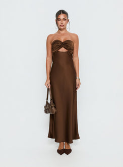 Faviola Strapless Maxi Dress Chocolate