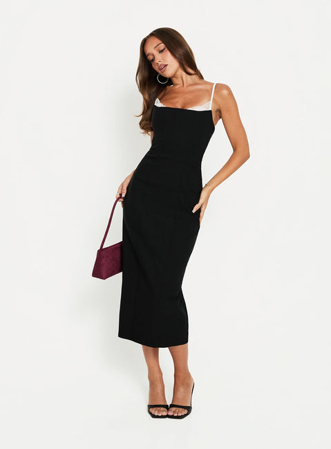 Renaissance Corset Lace Midi Dress Black / White