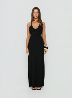 Pasita Halter Tie Up Maxi Dress Black