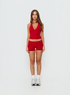 Habitual Active Longline Plunge Neck Tank Top Red