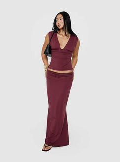 Featuring the Liorah Foldover Waist Maxi Skirt Red in womens-skirts with a maxi length product Princess Polly