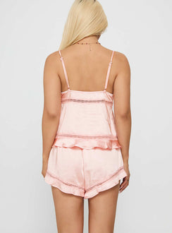 Restful Sleep Satin Frill Set Pale Pink