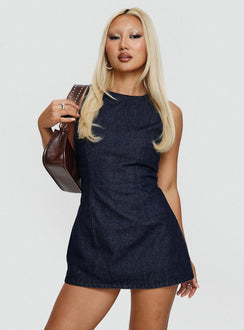 Ainsleigh Shift Denim Romper Dark Wash