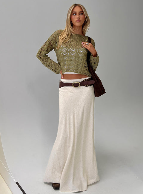 front view of model wearing Princess Polly Birdena Sweater Green Cropped Jumpers Jumpers 