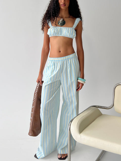 Talyssa Micro Crop Top Blue Stripe