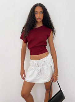 Cloud Tempo Boat Neck Cinched Knit Top Wine