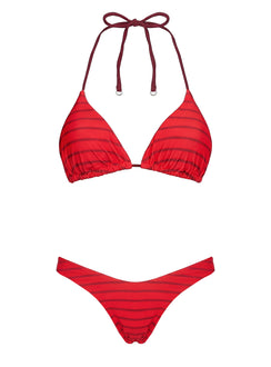 Jenner Reversible Triangle Bikini Top Red Polka