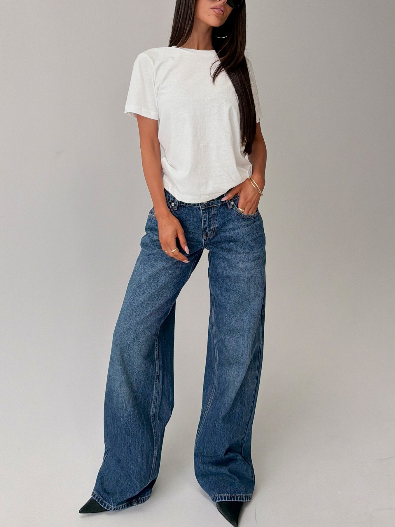 Ellanor Low Rise Straight Leg Jeans Vintage Dark Blue