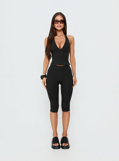 Habitual Active Longline Plunge Neck Tank Top Black