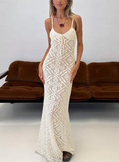 Eminent Crochet Low Back Maxi Dress Cream