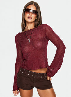 Evanne Long Sleeve Knit Top Red