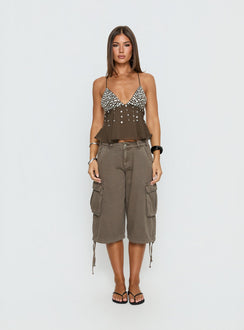 Vinton Button Detail Cami Top Mocha