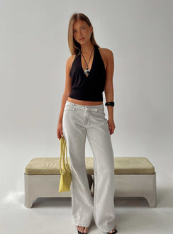 Introducing the Slow Ride Mid Rise Bootleg Belted Jeans Desert Grey in womens-jeans front view of model wearing Princess Polly