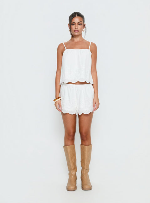 Madison Avenue Embroidered Detail Top White