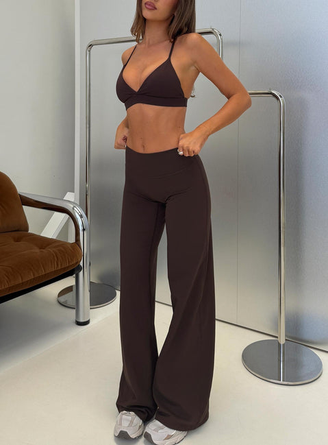 Velora Active Wide Leg Pants Chocolate