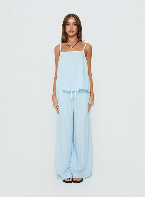 Nolei Contrast Pants Set Blue / White