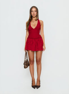 Mixie Halter Playsuit Red