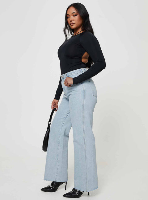 product Princess Polly High Waisted  Arlington Straight Leg Denim Jeans Light Wash