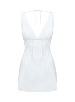 product Princess Polly Austria Drop Waist Mini Dress White V-Neck 