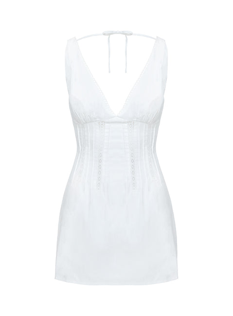 product Princess Polly Austria Drop Waist Mini Dress White V-Neck 
