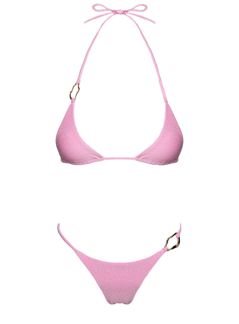 Aimi Glitter Tie Side Bikini Bottoms Pink