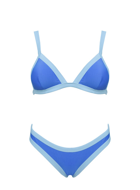 Amiri Contrast Triangle Bikini Top Blue