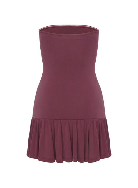 product Princess Polly Love Lingers Strapless Mini Dress Burgundy Petite Straight Neck 