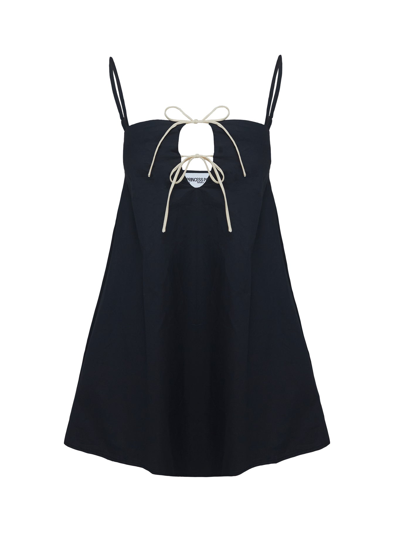 back view of model wearing Princess Polly Belong Together Mini Dress Black Square Neck 