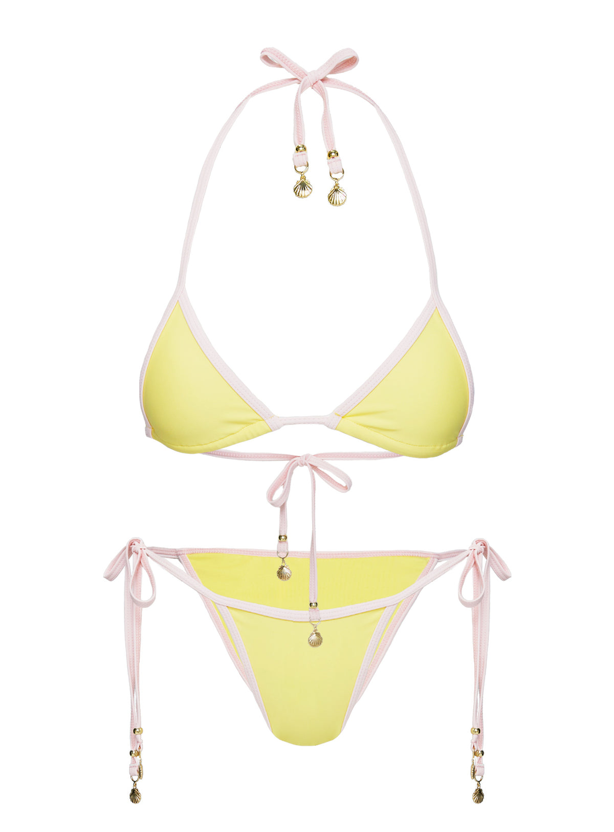 Blaylock Triangle Bikini Top Yellow / Pink