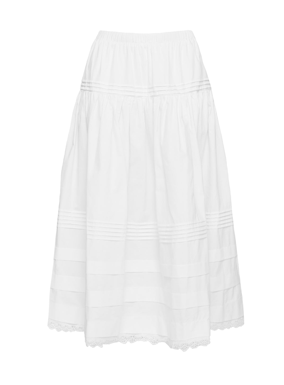   side view of model wearing Princess Polly Calling For You Flowy Maxi Skirt White Maxi 