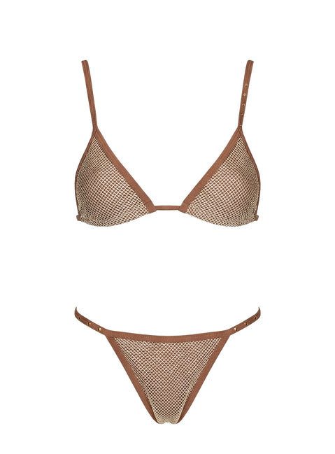 Calm Tide Triangle Bikini Top Brown