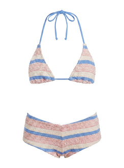 Chrome Sunset Triangle Bikini Top Blue / Pink Stripe