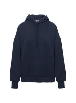 back view of model wearing Princess Polly Dream Fleece Classic Hoodie Navy Longline Jumpers Jumpers 