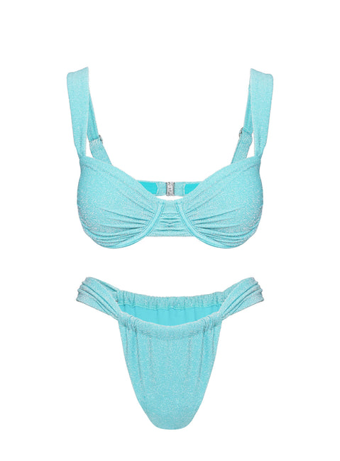 Siella Underwire Glitter Bikini Top Blue