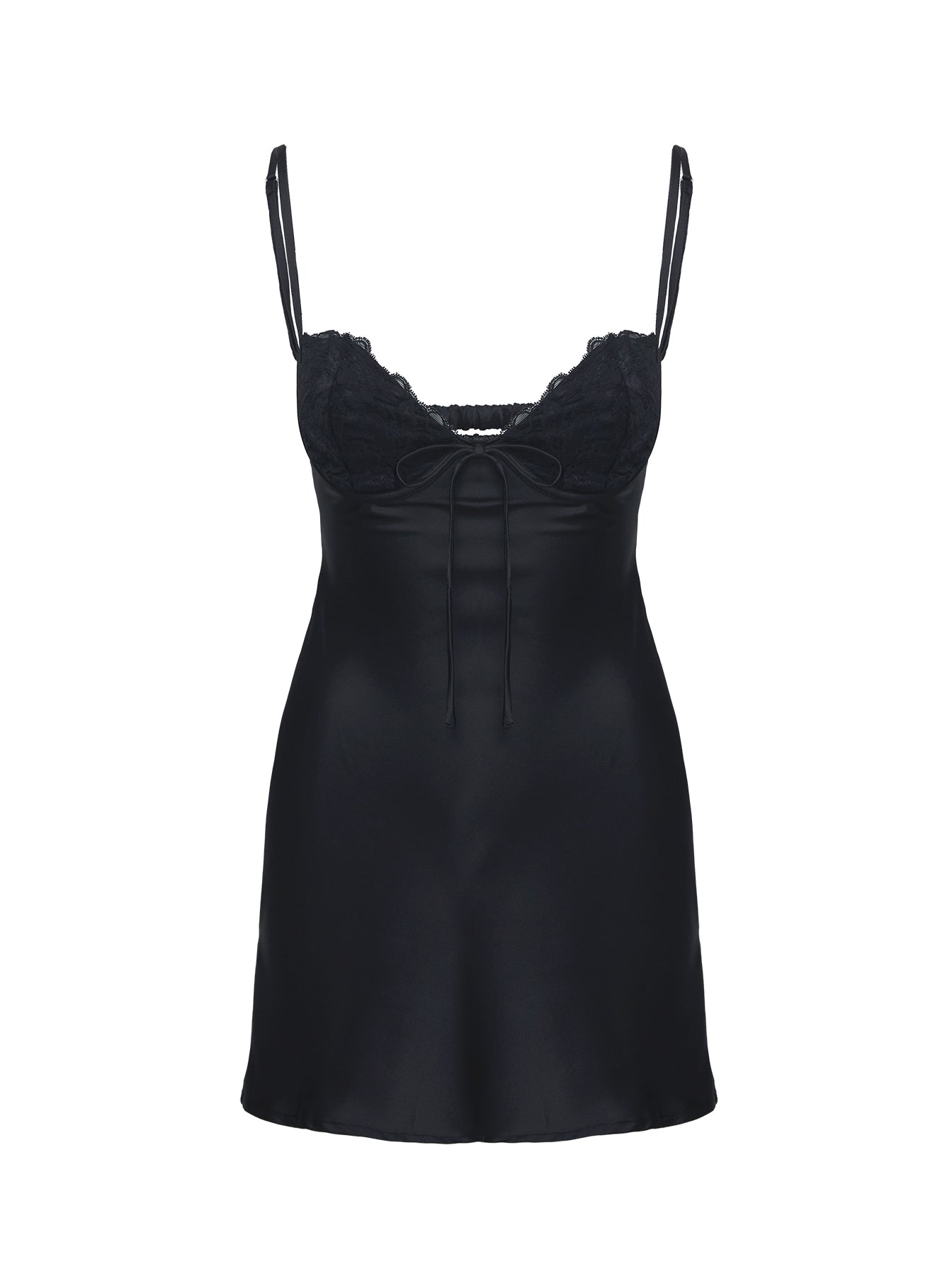 side view of model wearing Princess Polly Fadyen Mini Dress Black Sweetheart Neckline 
