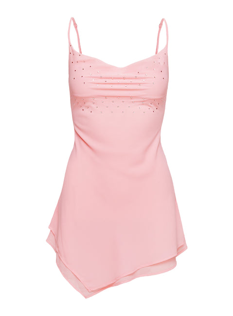 Fiasco Cowl Neck Mini Dress Pink Cowl Neck 