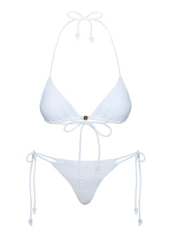Flounder Bead Detail Triangle Bikini Top White