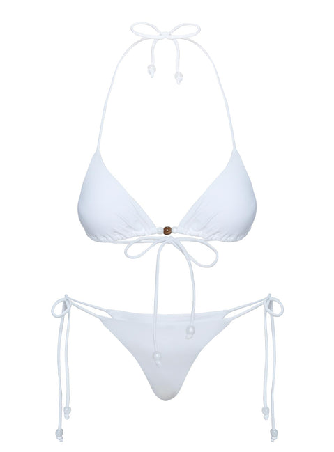 Flounder Bead Detail Triangle Bikini Top White