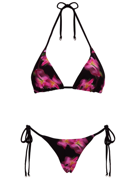 Fluera High Side Tie Bikini Bottoms Black Multi