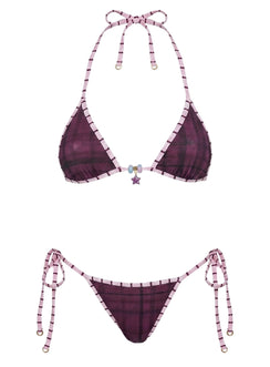 Blaylock Reversible Triangle Bikini Top Pink Check / Stripe