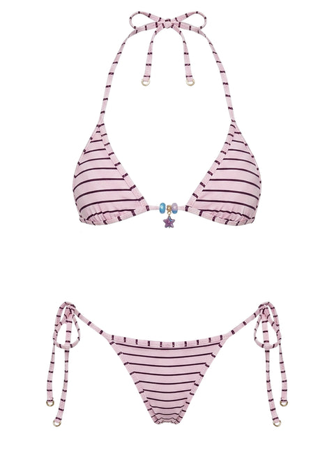 Beasley Reversible Tie Side Bikini Bottoms Pink Check / Stripe