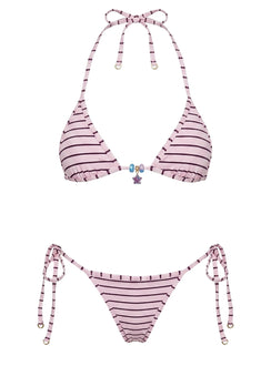 Blaylock Reversible Triangle Bikini Top Pink Check / Stripe