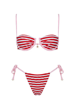 Heatwaves Underwire Bikini Top Red / Pink Stripe