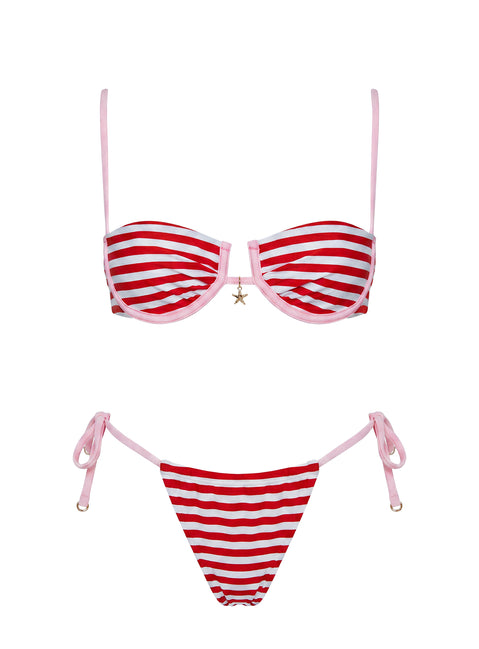 Heatwaves Underwire Bikini Top Red / Pink Stripe