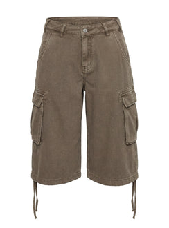 Hudsen Longline Cargo Shorts Khaki Petite
