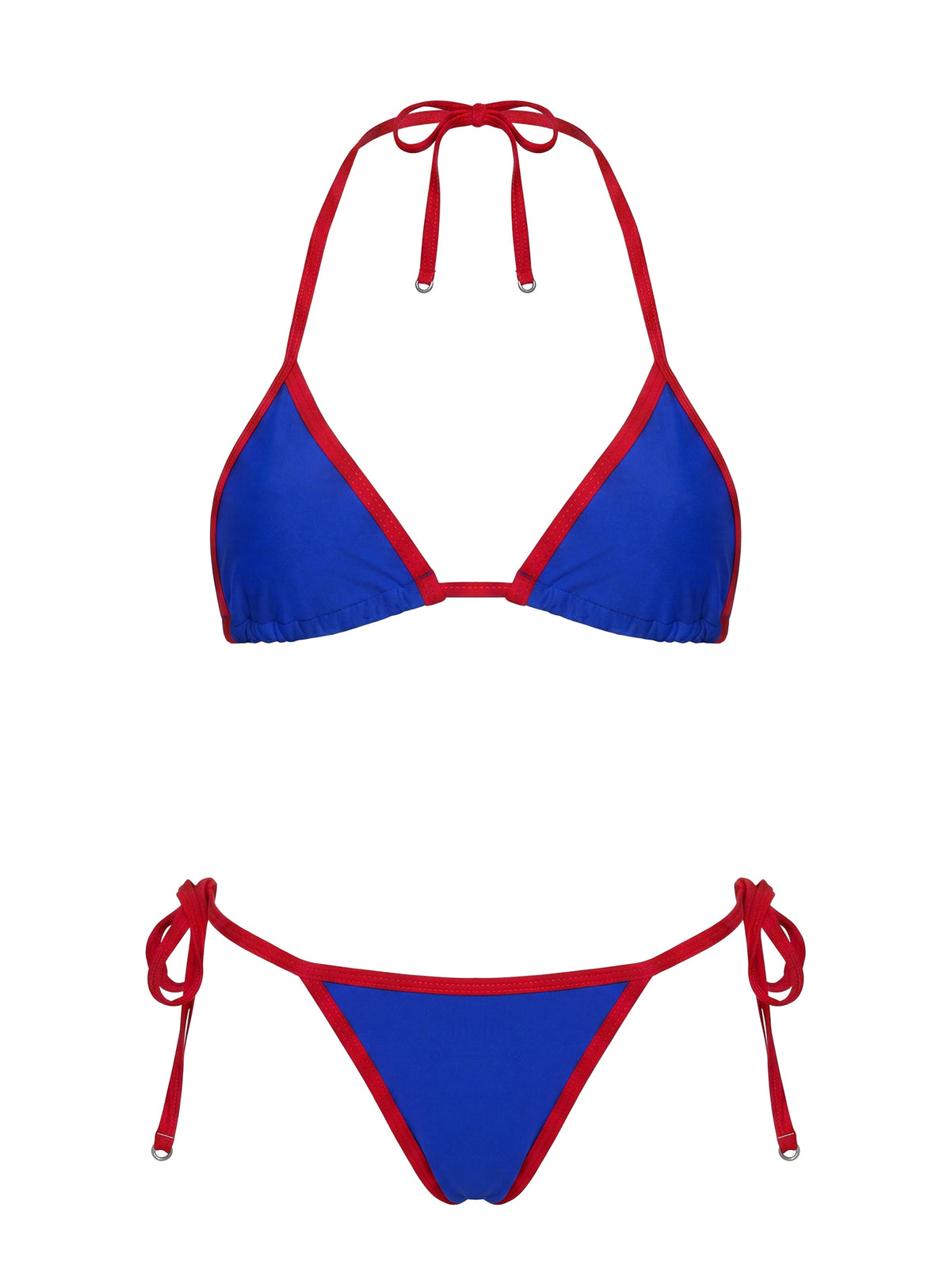 Mikaya Beaded Tie Side Bikini Bottoms Blue / Red