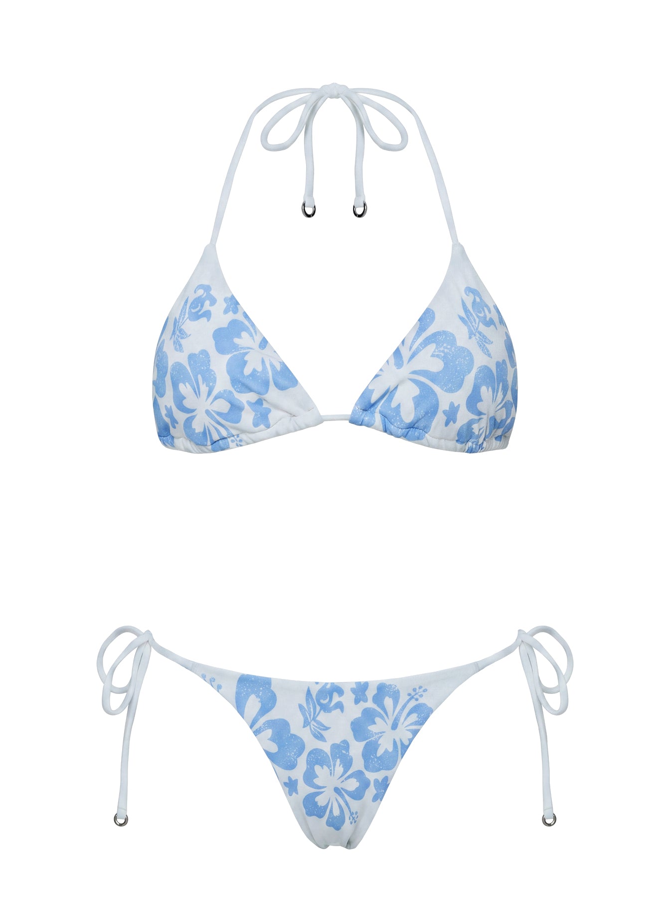 Jenner Triangle Bikini Top Blue / White Hibiscus