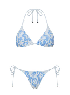 Jenner Tie Side Bikini Bottoms Blue / White Hibiscus