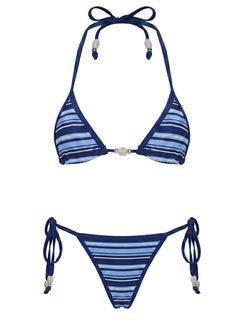 Jenner Triangle Bikini Top Navy Stripe